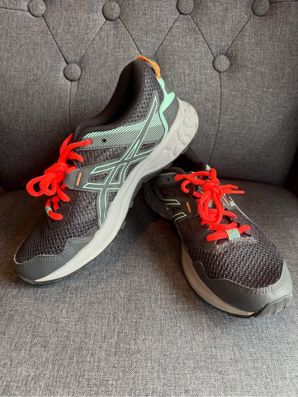 ASICS Gel Sonoma Trail Running Shoes Women’s 8 Gray Mint Coral Lace - Picture 2 of 7